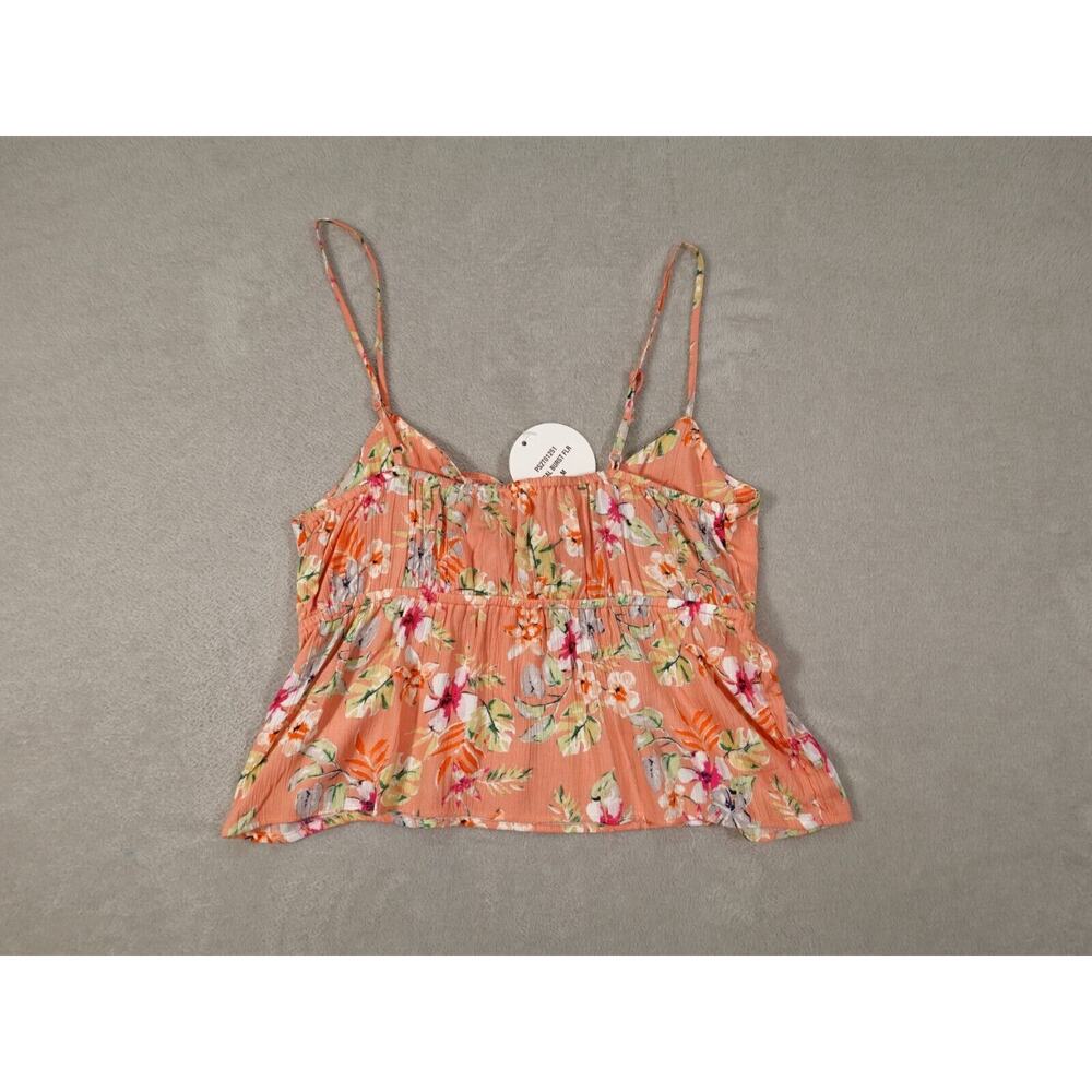 Pink Rose Womens Orange Crop Top Sleeveless Floral Tie Knot Smocked Size M - Picture 10 of 10